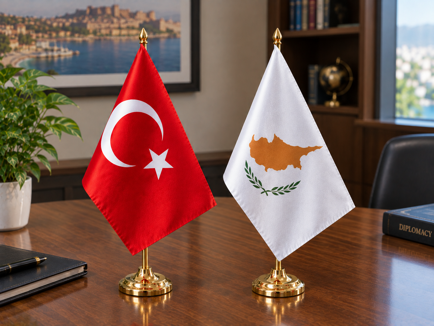 Turkey flag and cyprus flag